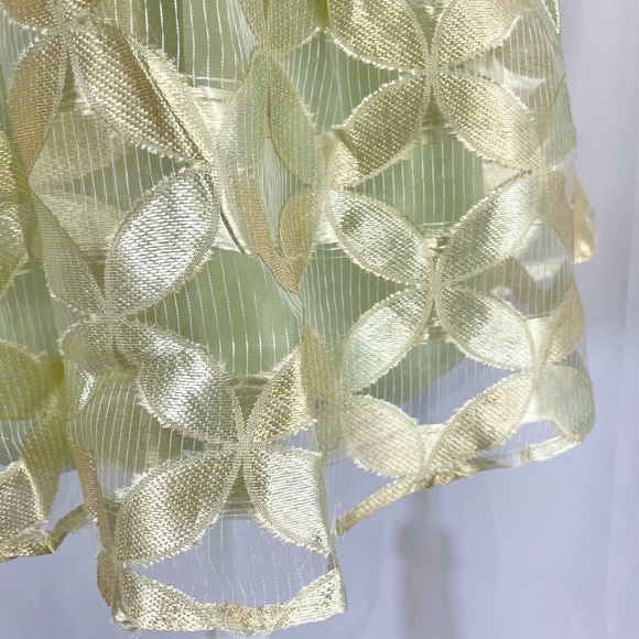 New LoveRiche Embroidered Sheer Overlay Full Mini Skirt Metallic Lime Size Large - Picture 4 of 12